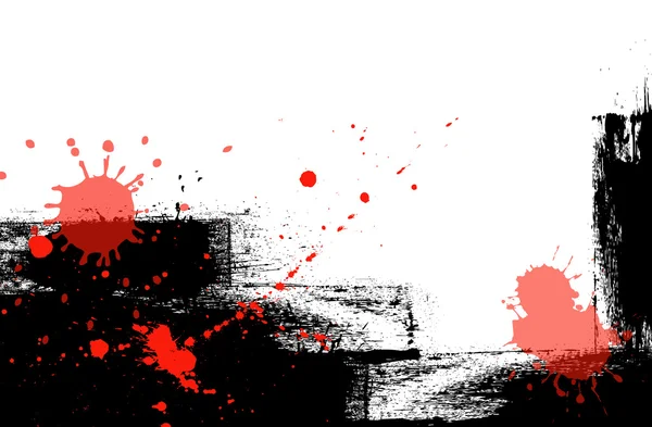 Grunge Impresiones de textura negra con gotas rojas — Vector de stock