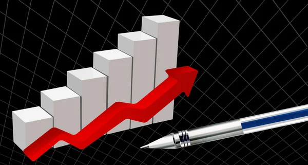 Gráfico de lucro de negócios com caneta vetora — Vetor de Stock