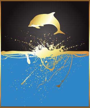 Jumping Golden Dolphin clipart