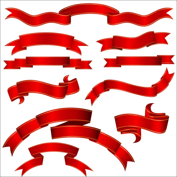 Red Ribbon Banners — Stock Vector