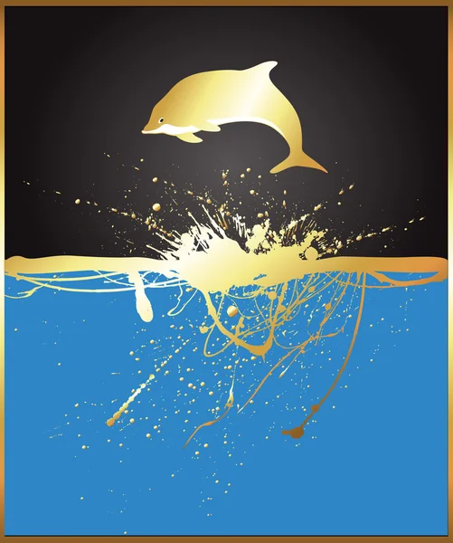 Salto delfino d'oro — Vettoriale Stock