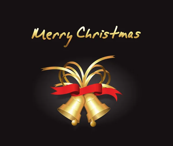 Cloches de Noël dorées avec arc — Image vectorielle