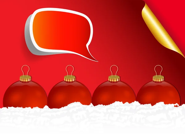 Palla di Natale rosso con adesivo bolla discorso — Vettoriale Stock