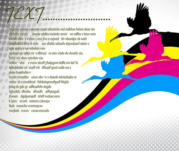 Oiseaux hérons colorés volants — Image vectorielle