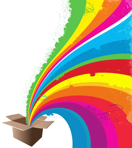 Spreading of Rainbow Colors from Box — Stock Vector