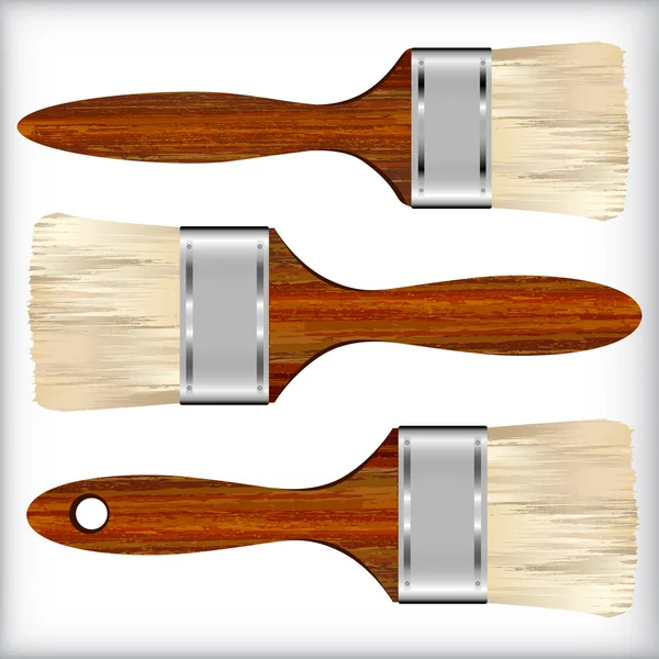 Set of Wooden Paint Brushes — Stock Vector