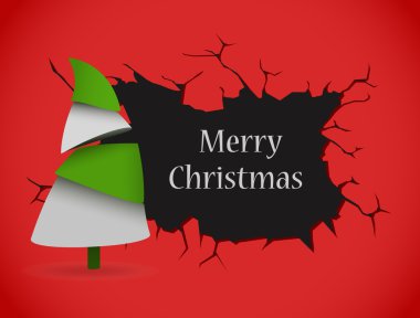 Christmas Tree on Damage Wall clipart