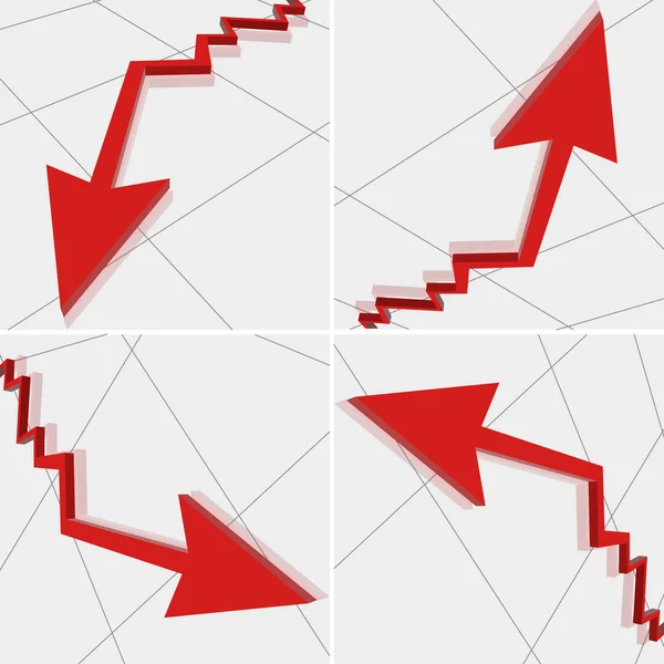 Conjunto de Gráfico de Seta de Negócios — Vetor de Stock