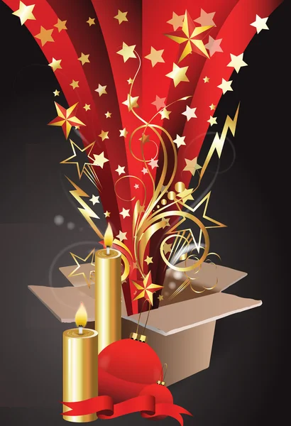 Explosion décorative boîte cadeau de Noël — Image vectorielle