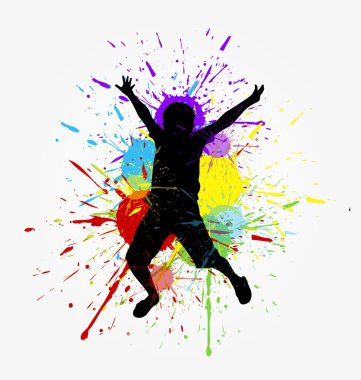 Happy Kid Jumping Shape clipart