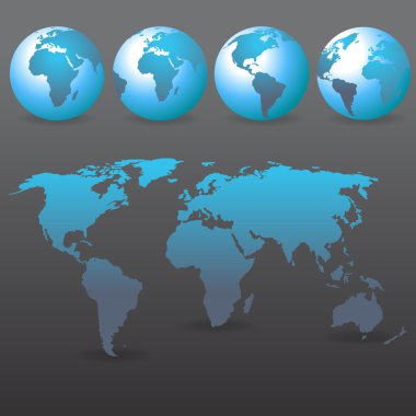 World Map with Globe Icons clipart