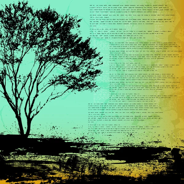 Grunge träd isolerade på grov bakgrund — Stock vektor