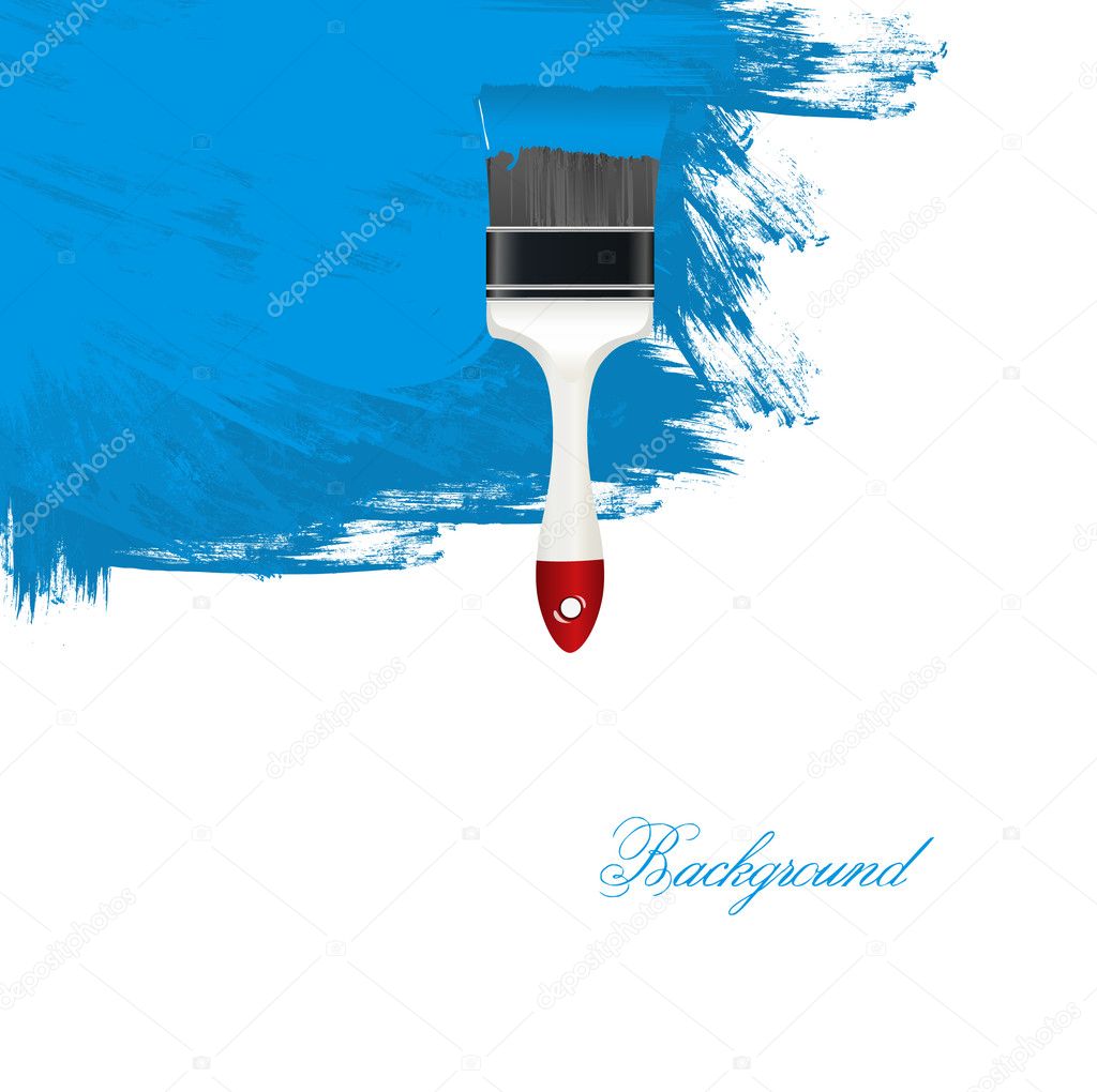 Blauw schilderij muur met vector penseel — Stockvector © baavli 7735660