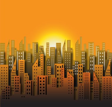 Metropolis City at Sunset clipart