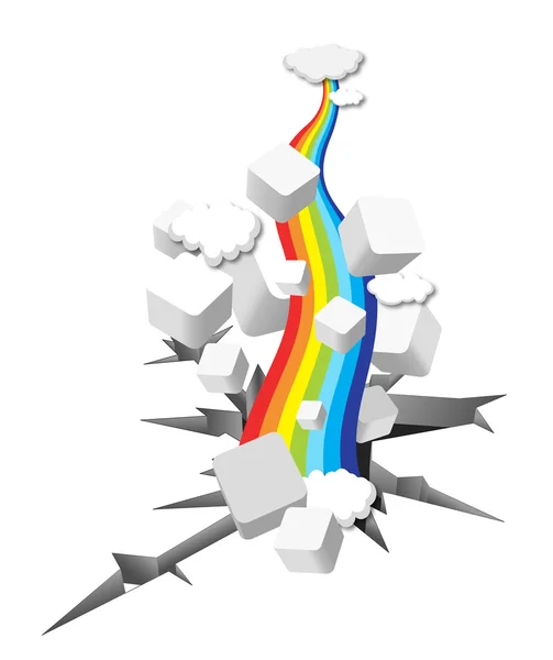 3D-Würfel und Regenbogenelement — Stockvektor