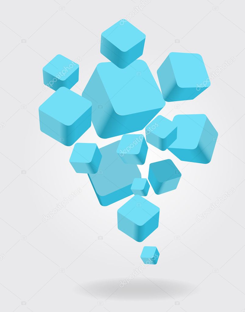 Blue 3D Cubes Boxes