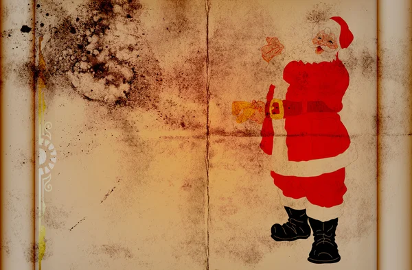 Santa puttend uit Perkamentpapier — Stockfoto