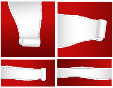 Set of Red Ripped Papers clipart