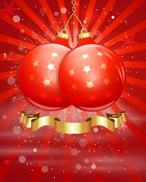 Bola de Natal pendurada com fundo de banner de ouro — Vetor de Stock