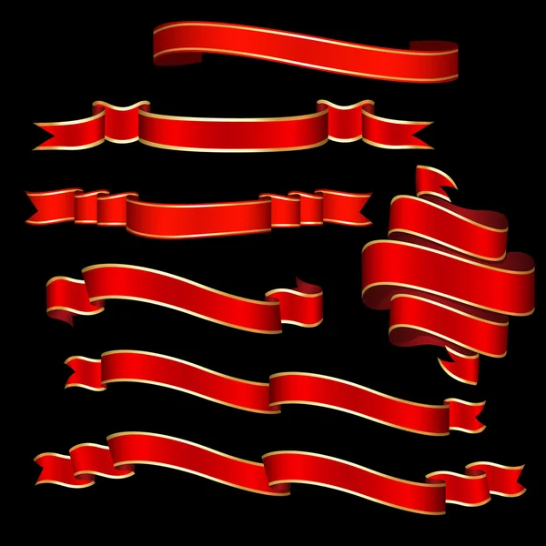 Bandiere Pennant nastro rosso — Vettoriale Stock