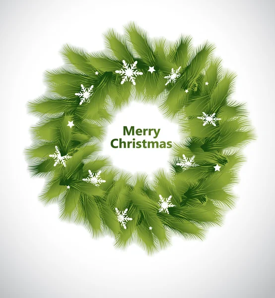 Διακοσμητικό πράσινο χριστουγεννιάτικο στεφάνι — Διανυσματικό Αρχείο