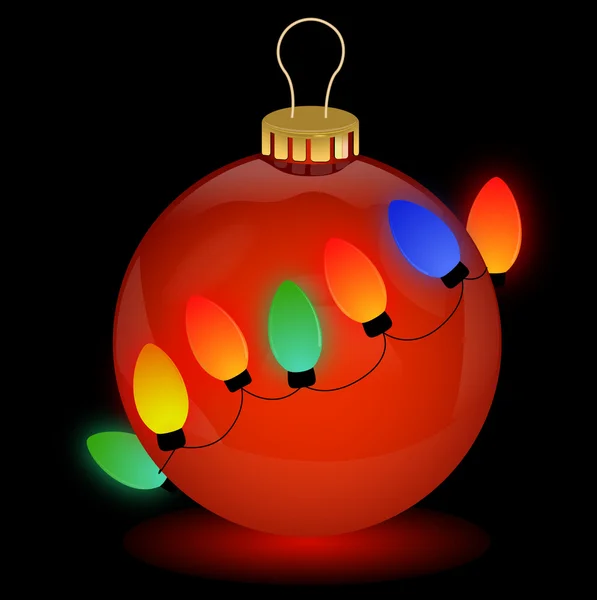 Dekoratif ışıklar üzerinde Noel topu izole — Stok Vektör