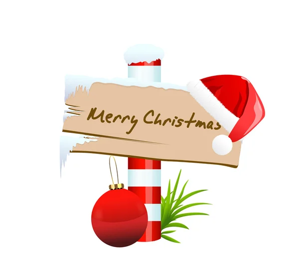 Pólo Norte de madeira com mensagem de Feliz Natal — Vetor de Stock