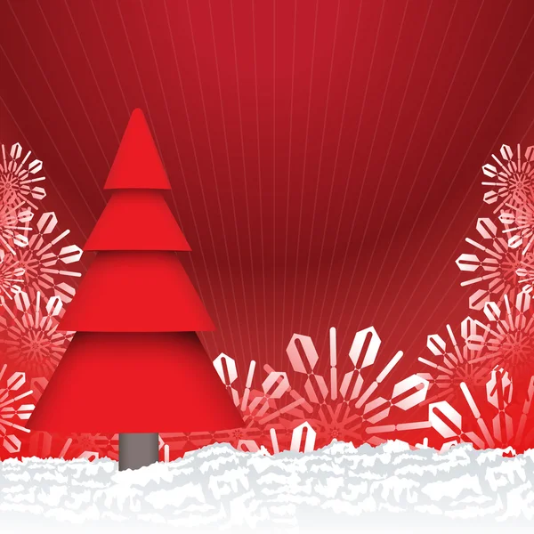 Abstraktní vánoční strom na sněhu pozadí — Stockový vektor