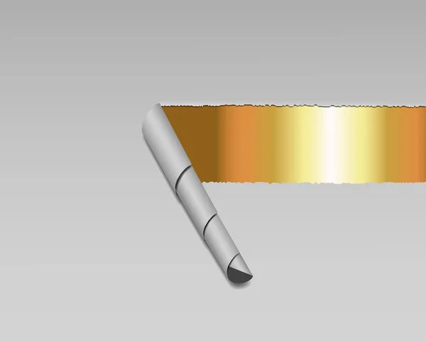 Altın arka plan üzerinde izole kaba parçalanmış kağıt — Stok Vektör