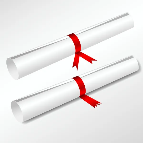 Scroll Degree Tied with Red Ribbon — Stock Vector
