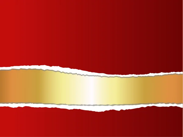 Carta strappata rossa isolata su sfondo dorato — Vettoriale Stock