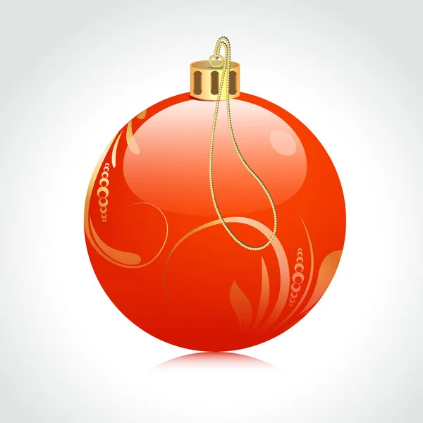 Bola de Natal vermelho brilhante — Vetor de Stock