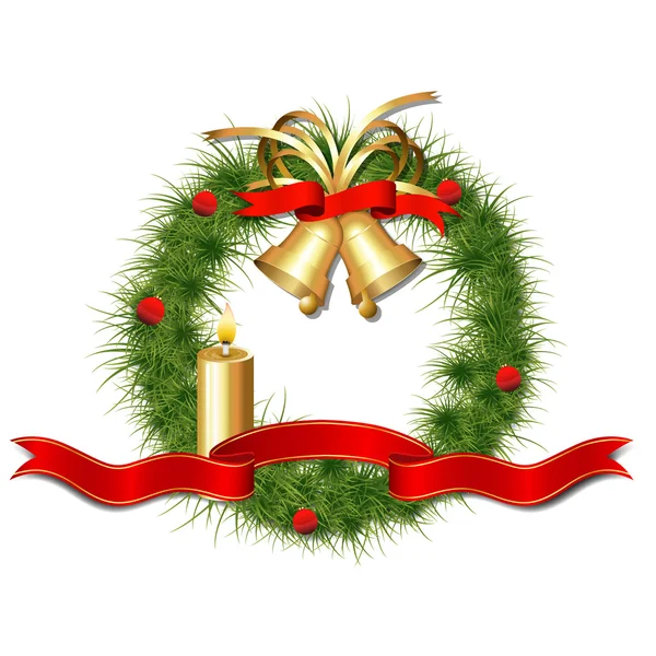 クリスマスの花輪ベクトル バナー — ストックベクタ