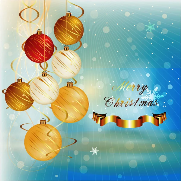 Hängende Weihnachtskugeln auf dekorativem Hintergrund — Stockvektor