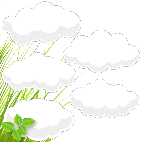 Vector Clouds Green Leaf Background — Stock Vector