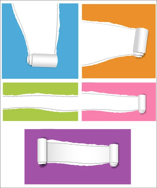 Set di carta stracciata colorata — Vettoriale Stock