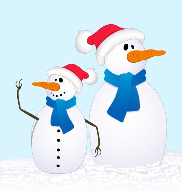 Cartoon Snowman on Snow clipart