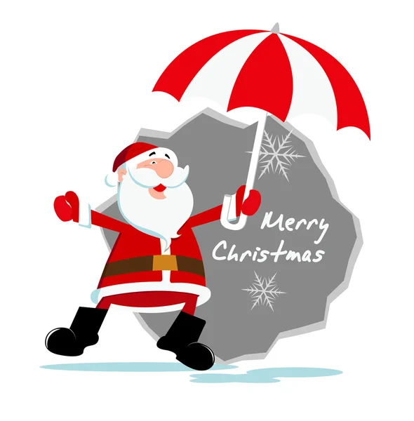 Santa trzymając parasol — Wektor stockowy