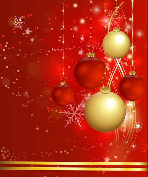 Röda och gyllene christmas ball bakgrund — Stock vektor