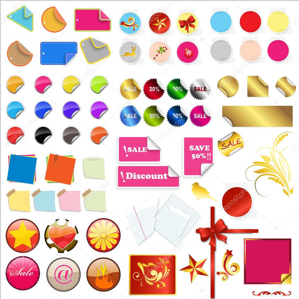 Colorful Vector Stickers and Elements