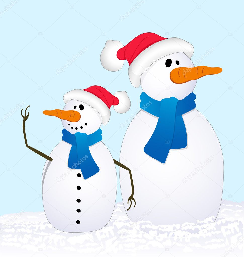 Cartoon Snowman on Snow