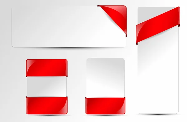 Cartes avec coins de ruban rouge — Image vectorielle