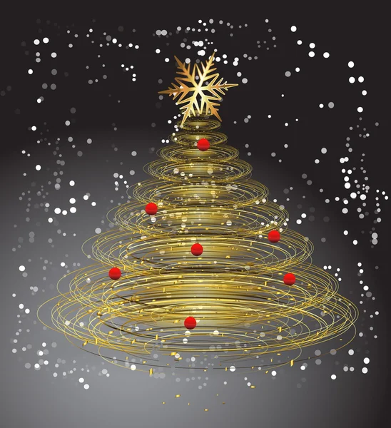 Decorative Golden Christmas Tree — Stock Vector