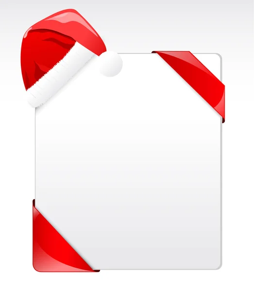 Santa sombrero aislado en la tarjeta de cinta de esquina — Vector de stock