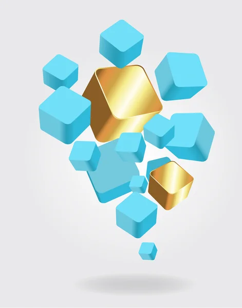 Cubes d'affaires dorés et bleus — Image vectorielle