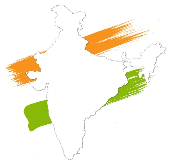 Renkli arka plan üzerinde izole Hindistan Haritası — Stok Vektör