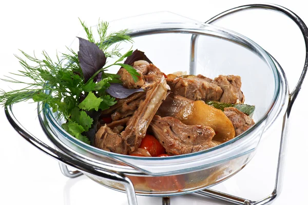 Braised meat ribs with vegetables — Stock Photo, Image