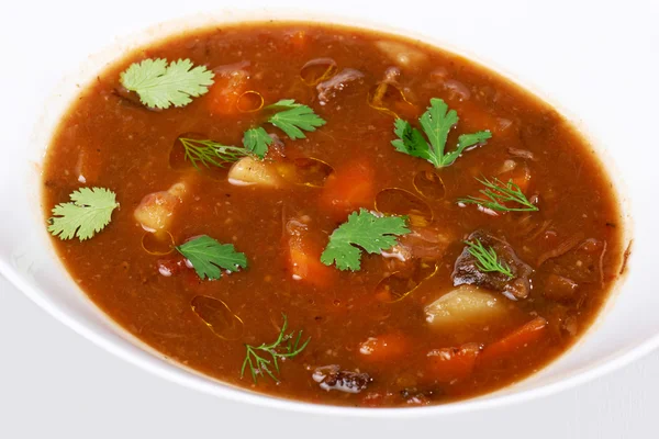 Миска з яловичого овочевого супу — стокове фото