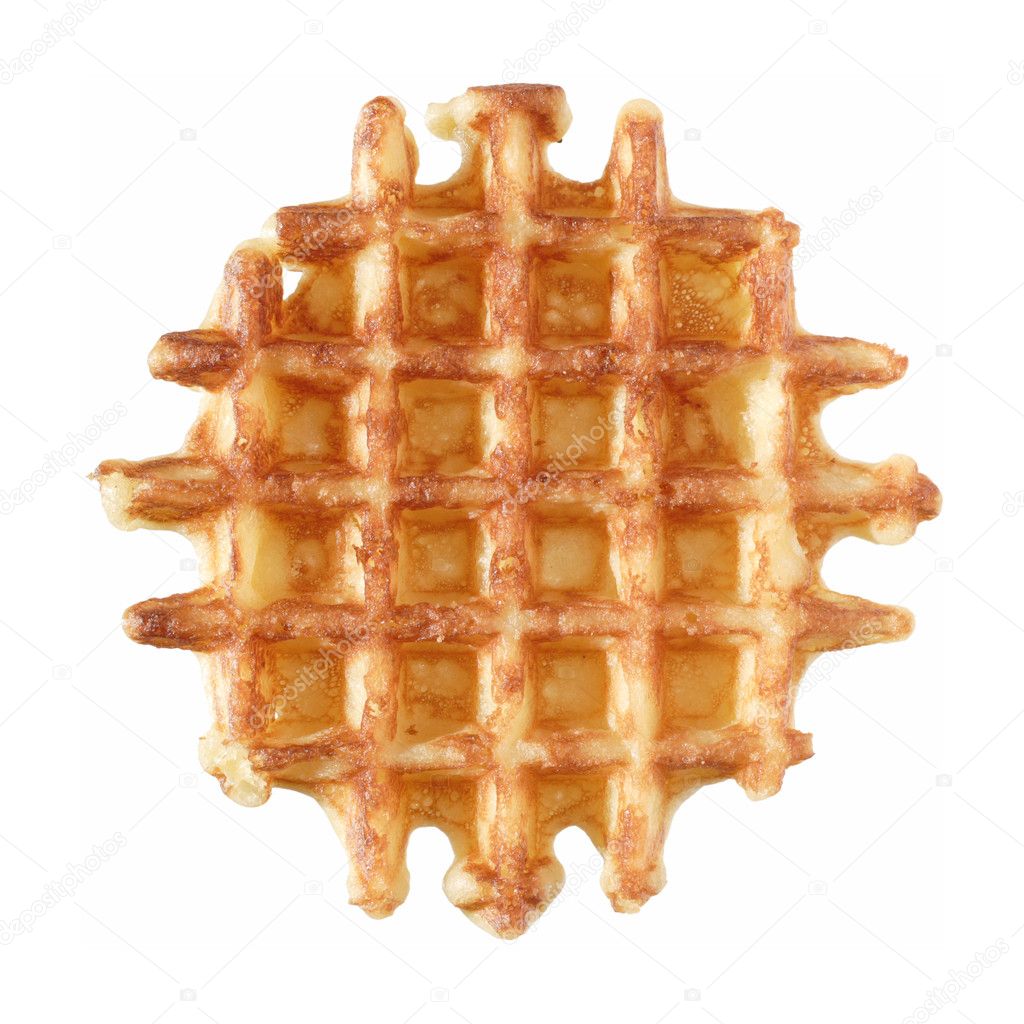 Belgian butter waffle, isolated