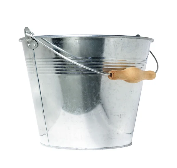 stock image Galvanized steel bucket, isolated, on white background